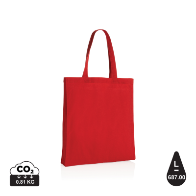 Picture of IMPACT AWARE™ RECYCLED COTTON TOTE With BOTTOM 145G in Red.