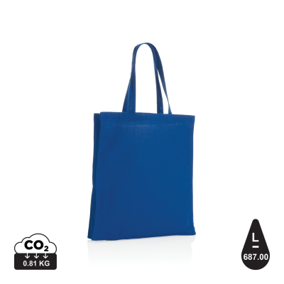 IMPACT AWARE™ RECYCLED COTTON TOTE With BOTTOM 145G in Blue.