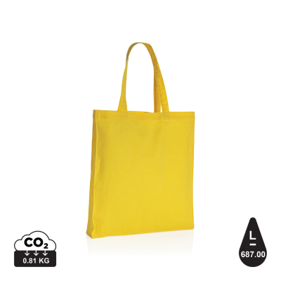 IMPACT AWARE™ RECYCLED COTTON TOTE With BOTTOM 145G in Yellow.