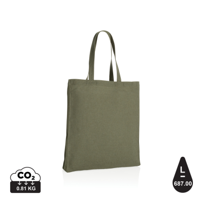 IMPACT AWARE™ RECYCLED COTTON TOTE With BOTTOM 145G in Green.