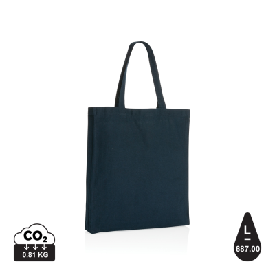 IMPACT AWARE™ RECYCLED COTTON TOTE With BOTTOM 145G in Navy.
