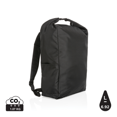 Picture of IMPACT AWARE™ RPET LIGHTWEIGHT ROLLTOP BACKPACK RUCKSACK in Black.