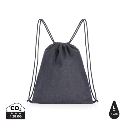 Picture of IMPACT AWARE™ RECYCLED DENIM DRAWSTRING BACKPACK RUCKSACK in Blue.