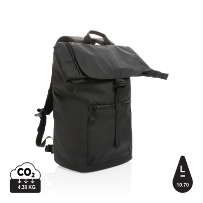 Picture of IMPACT AWARE™ RPET WATER RESISTANT 15,6 INCH LAPTOP BACKPACK RUCKSACK in Black.