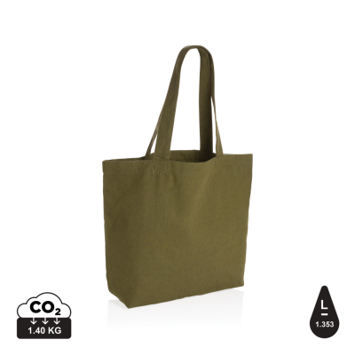 Picture of IMPACT AWARE™ 240 GSM RCANVAS SHOPPER W & POCKET UNDYED in Green.
