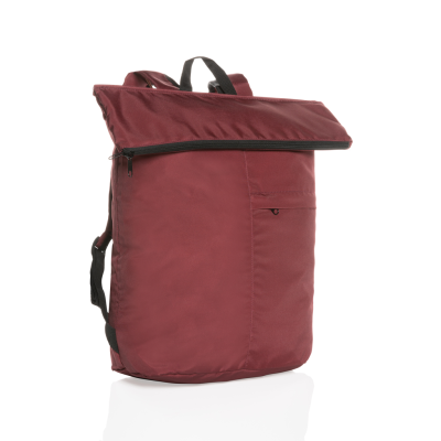 Picture of DILLON AWARE™ RPET LIGHTWEIGHT FOLDING BACKPACK RUCKSACK in Red.