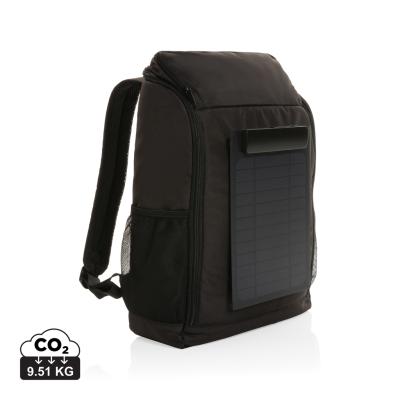 Picture of PEDRO AWARE™ RPET DELUXE BACKPACK RUCKSACK with 5W Solar Panel in Black.