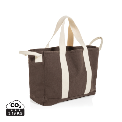 Picture of BEAU AWARE™ BEACH BAG 400GSM RECYCLED CANVAS, with Side Hand in Brown