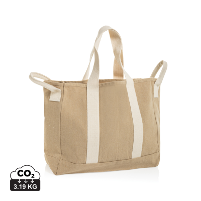 Picture of BEAU AWARE™ BEACH BAG 400GSM RECYCLED CANVAS, with Side Hand in Beige