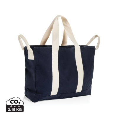 Picture of BEAU AWARE™ BEACH BAG 400GSM RECYCLED CANVAS, with Side Hand in Navy