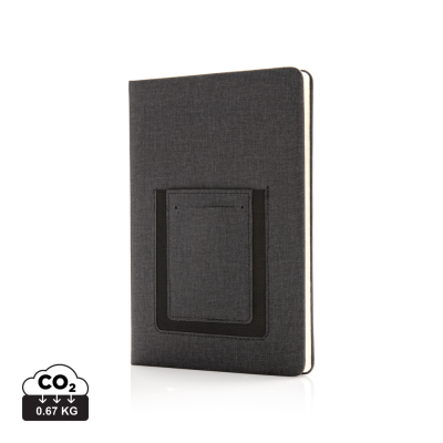 Picture of DELUXE A5 NOTE BOOK with Phone Pocket in Black.