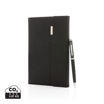 Picture of SWISS PEAK DELUXE A5 NOTE BOOK AND PEN SET in Black
