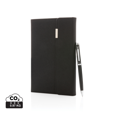 Picture of SWISS PEAK DELUXE A5 NOTE BOOK AND PEN SET in Black.