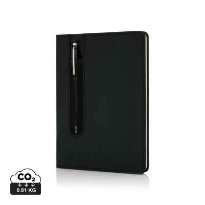 Picture of STANDARD HARDCOVER PU A5 NOTE BOOK with Stylus Pen in Black