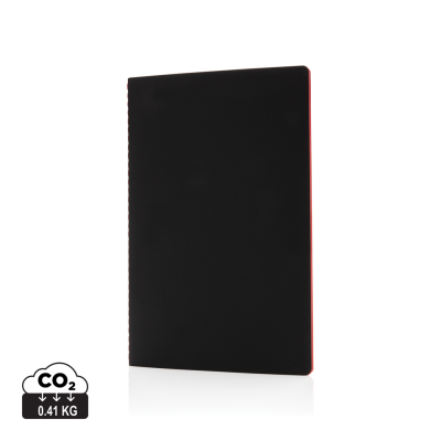 SOFTCOVER PU NOTE BOOK with Colored Edge in Red.