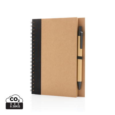 Picture of KRAFT SPIRAL NOTE BOOK with Pen in Black