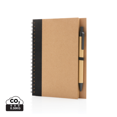 Picture of KRAFT SPIRAL NOTE BOOK with Pen in Black.