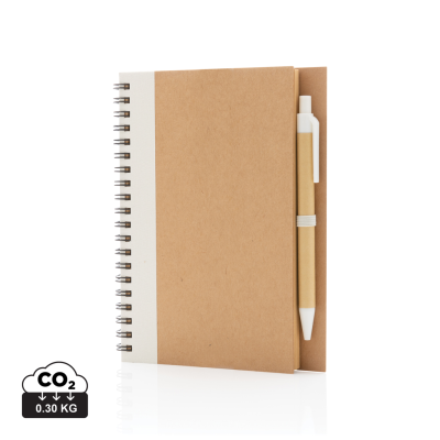 Picture of KRAFT SPIRAL NOTE BOOK with Pen in White