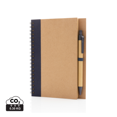 Picture of KRAFT SPIRAL NOTE BOOK with Pen in Blue.