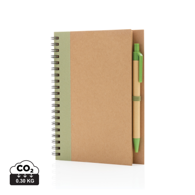 Picture of KRAFT SPIRAL NOTE BOOK with Pen in Green.