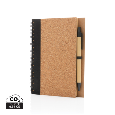 Picture of KRAFT SPIRAL NOTE BOOK with Pen in Black.