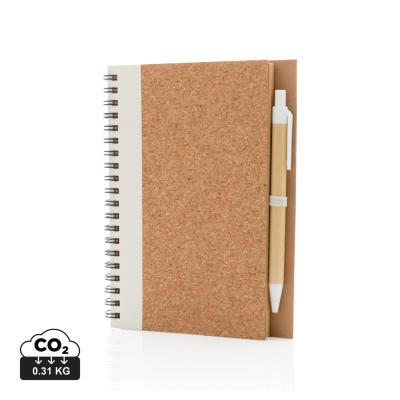 KRAFT SPIRAL NOTE BOOK with Pen in White.