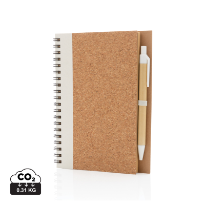 Picture of KRAFT SPIRAL NOTE BOOK with Pen in White.