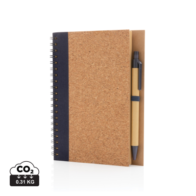 Picture of KRAFT SPIRAL NOTE BOOK with Pen in Blue.