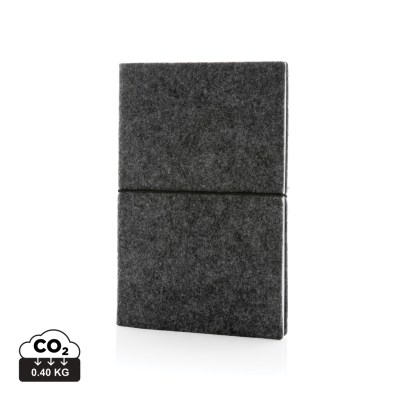 Picture of GRS CERTIFIED RECYCLED FELT A5 SOFTCOVER NOTE BOOK in Black.