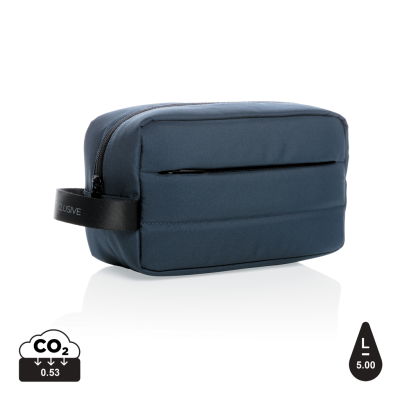 Picture of IMPACT AWARE™ RPET TOILETRY BAG in Navy Blue.