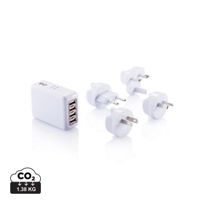 Picture of TRAVEL PLUG with 4 USB Ports in White.