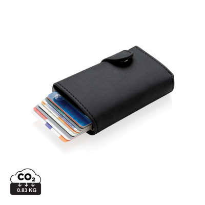 Picture of STANDARD ALUMINIUM METAL RFID CARDHOLDER with PU Wallet in Black.