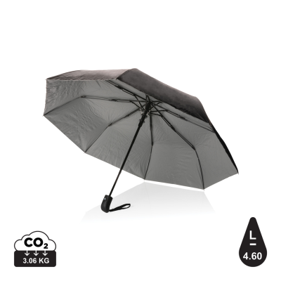 Picture of 21 INCH IMPACT AWARE™ RPET 190T PONGEE DUAL COLOUR MINI UMBRELLA in Silver.