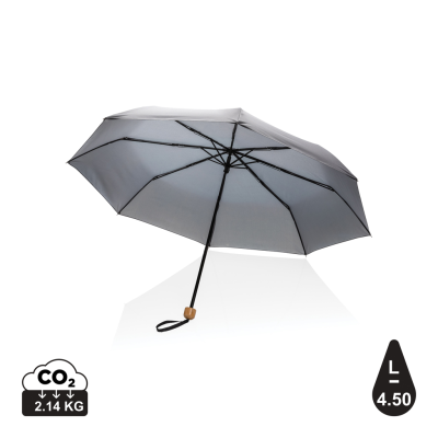 Picture of 20,5 INCH IMPACT AWARE RPET 190T PONGEEE BAMBOO MINI UMBRELLA in Anthracite.