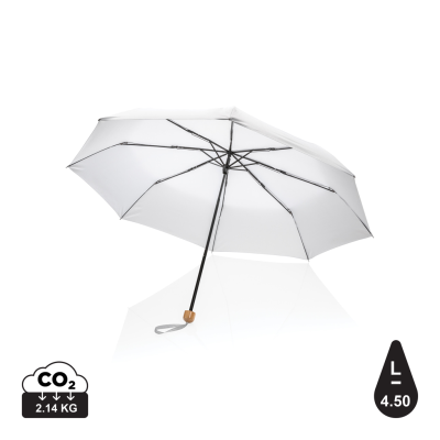 Picture of 20,5 INCH IMPACT AWARE RPET 190T PONGEEE BAMBOO MINI UMBRELLA in White.