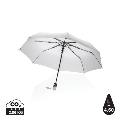 Picture of 21 INCH IMPACT AWARE™ RPET 190T MINI AUTO OPEN UMBRELLA in White.