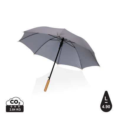 Picture of 23 INCH IMPACT AWARE™ RPET 190T AUTO OPEN BAMBOO UMBRELLA in Anthracite Grey