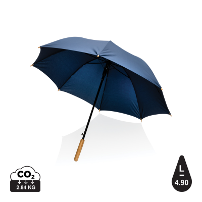 Picture of 23 INCH IMPACT AWARE™ RPET 190T AUTO OPEN BAMBOO UMBRELLA in Navy.