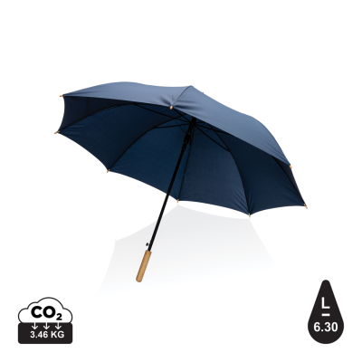 Picture of 27 INCH IMPACT AWARE™ RPET 190T AUTO OPEN BAMBOO UMBRELLA in Navy.
