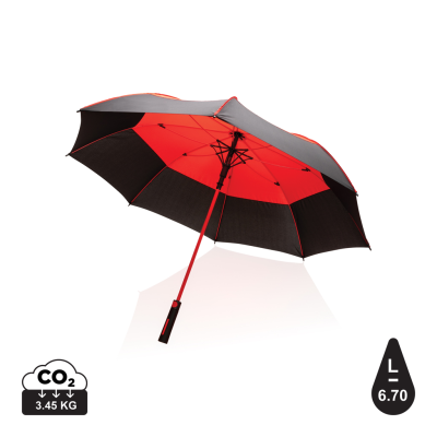 Picture of 27 INCH IMPACT AWARE™ RPET 190T AUTO OPEN STORMPROOF UMBRELLA in Red
