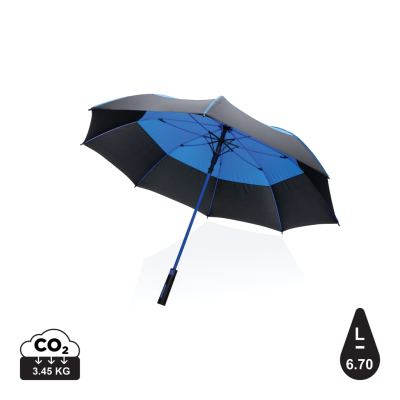 Picture of 27 INCH IMPACT AWARE™ RPET 190T AUTO OPEN STORMPROOF UMBRELLA in Blue.