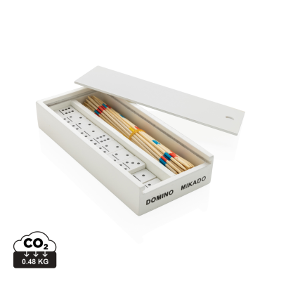 Picture of DELUXE MIKADO & DOMINO in Wood Box in White.