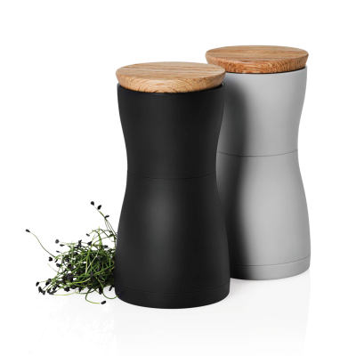 Picture of ADHOC DOUBLE SALT AND PEPPER MILL SET in Black, White
