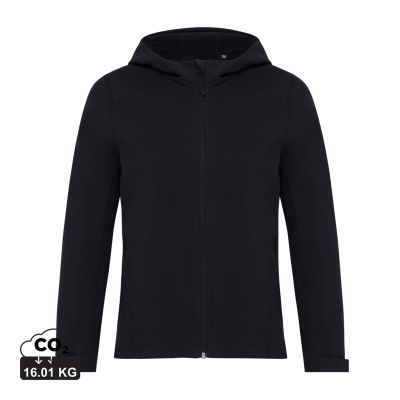 Picture of IQONIQ MAKALU LADIES RECYCLED POLYESTER SOFT SHELL JACKET in Black.