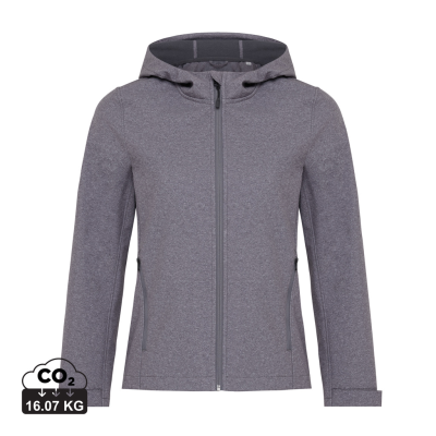 Picture of IQONIQ MAKALU LADIES RECYCLED POLYESTER SOFT SHELL JACKET in Vulcano Heather Grey.