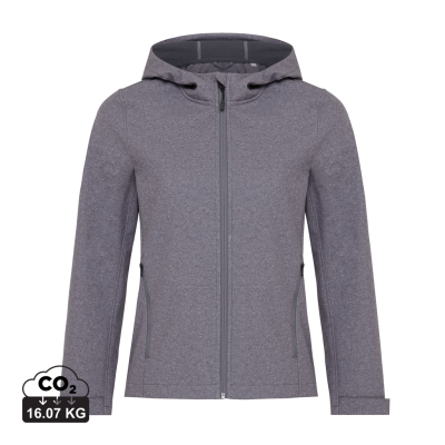 Picture of IQONIQ MAKALU LADIES RECYCLED POLYESTER SOFT SHELL JACKET in Vulcano Heather Grey.