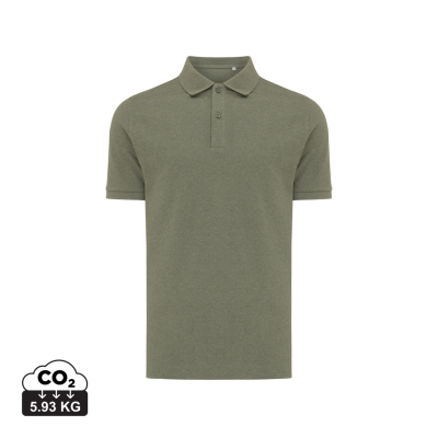 Picture of IQONIQ YOSEMITE RECYCLED COTTON PIQUE POLO in Heather Green.