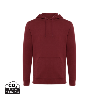 Picture of IQONIQ JASPER RECYCLED COTTON HOODED HOODY in Burgundy.