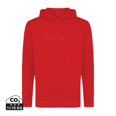 Picture of IQONIQ JASPER RECYCLED COTTON HOODED HOODY in Red.