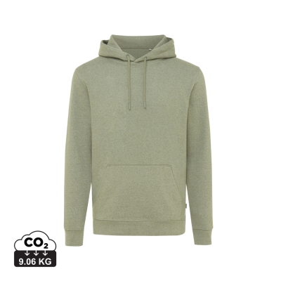 Picture of IQONIQ TORRES RECYCLED COTTON HOODED HOODY UNDYED in Heather Green.